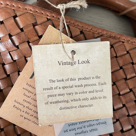 Weaver Leather Crossbody Bag Brown Vintage Handcrafted In India - Picture 8 of 11